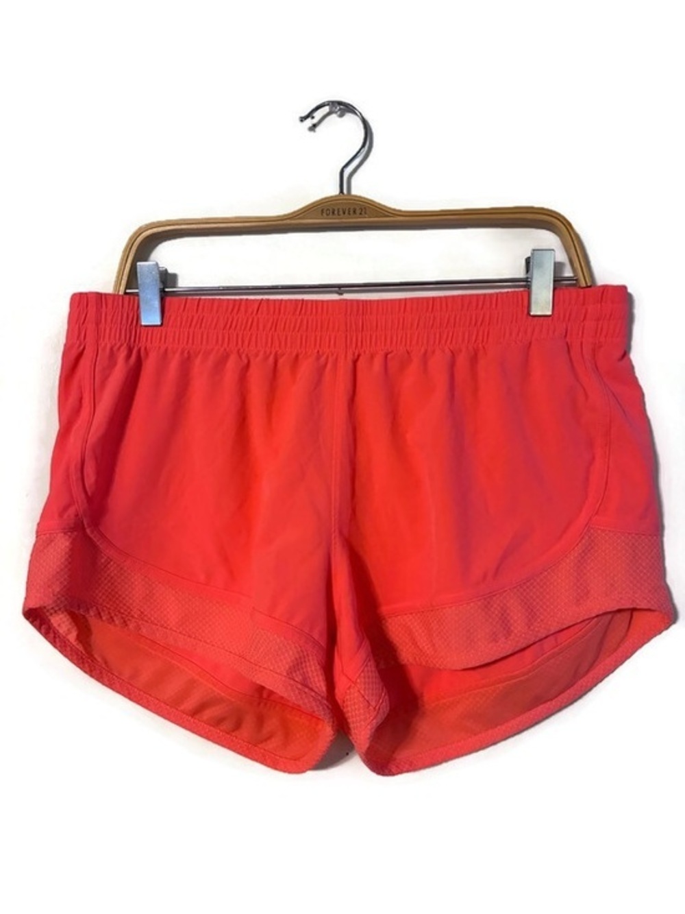 Lucy Neon Coral Pink High Waited Running Shorts Women’s size XL